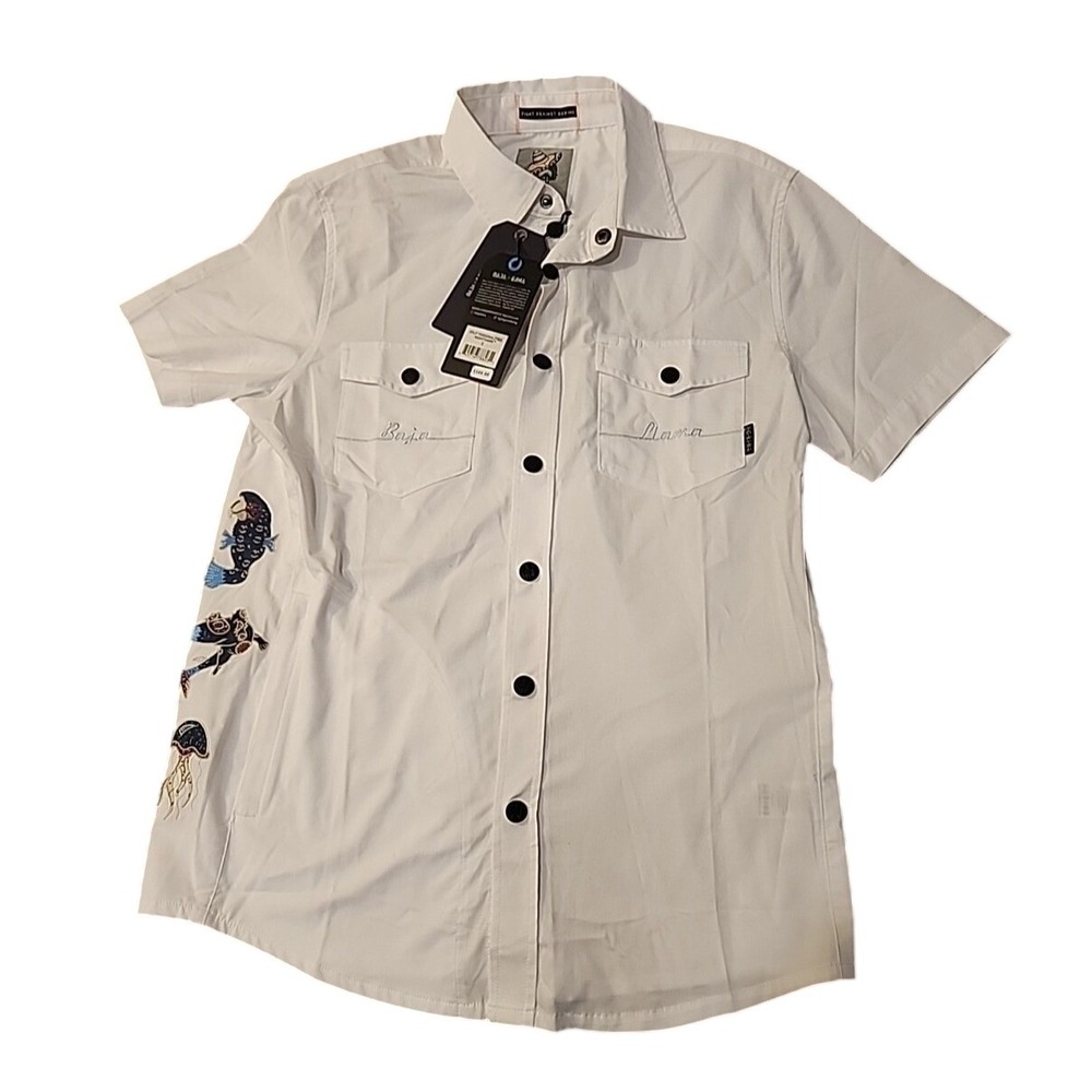 Baja Llama Clandestine Button Collection Nighthawk Shirt Graphic Mens Small